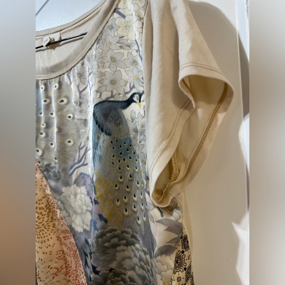 Anthropologie brand Tiny, peacock silky tee with side tie - Picture 10 of 12